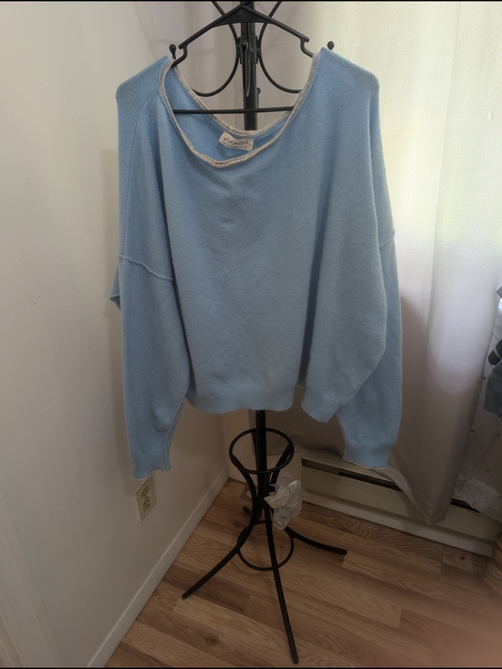 Free People Sweaters - Free People Light Blue Cozy Oversized Sweater Size Large